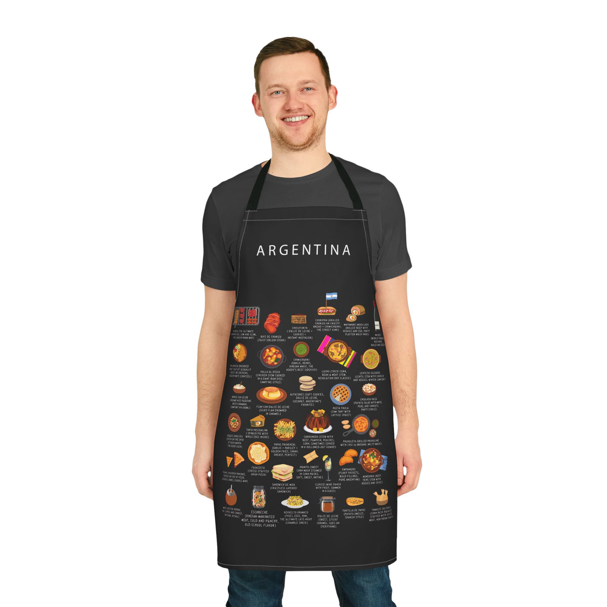 Argentinian Food Apron | Argentina Cuisine | Empanadas Asado Dulce de Leche | Latin Cooking Gift | Buenos Aires Kitchen Apron