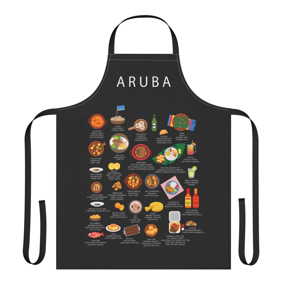 Aruba Food Apron | Caribbean Cuisine | Pan Bati Funchi | Aruban Cooking Gift | Dutch Caribbean Kitchen Apron