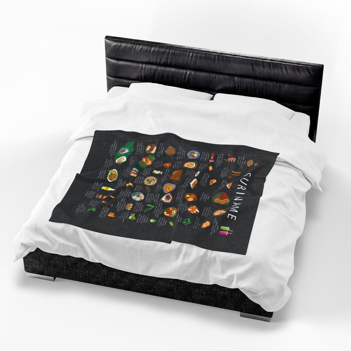 Suriname Plush Velveteen Blanket | Cozy Throw with Surinamese Dishes | Heritage Gift for Expats and Food Lovers | Suriname Cuisine Decor