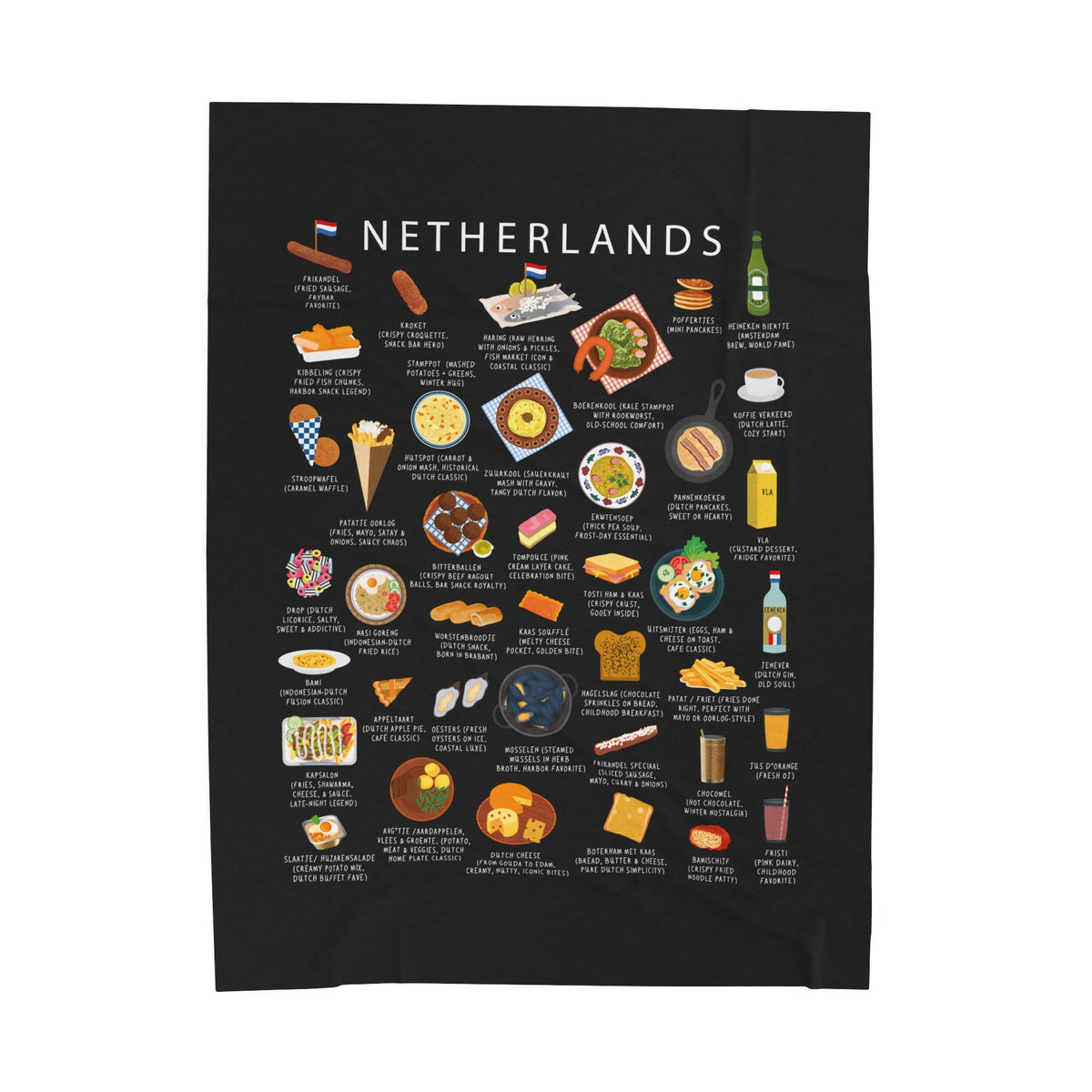 Netherlands Plush Velveteen Blanket Inspired by Dutch Culture | Cozy Throw with Vibrant Designs | Perfect Gift Expat | Birthdays Holidays