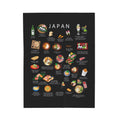 Japan Food Blanket | Cozy Throw with Sushi Ramen Mochi | Japanese Cuisine Gift for Expats and Foodies