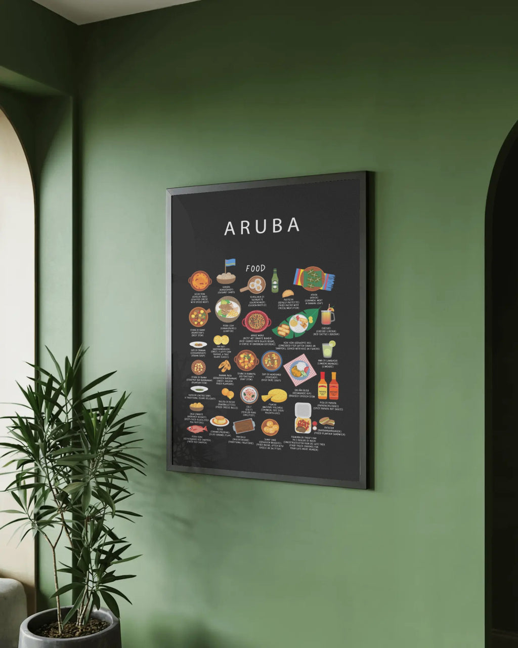 Aruba Food Poster Black