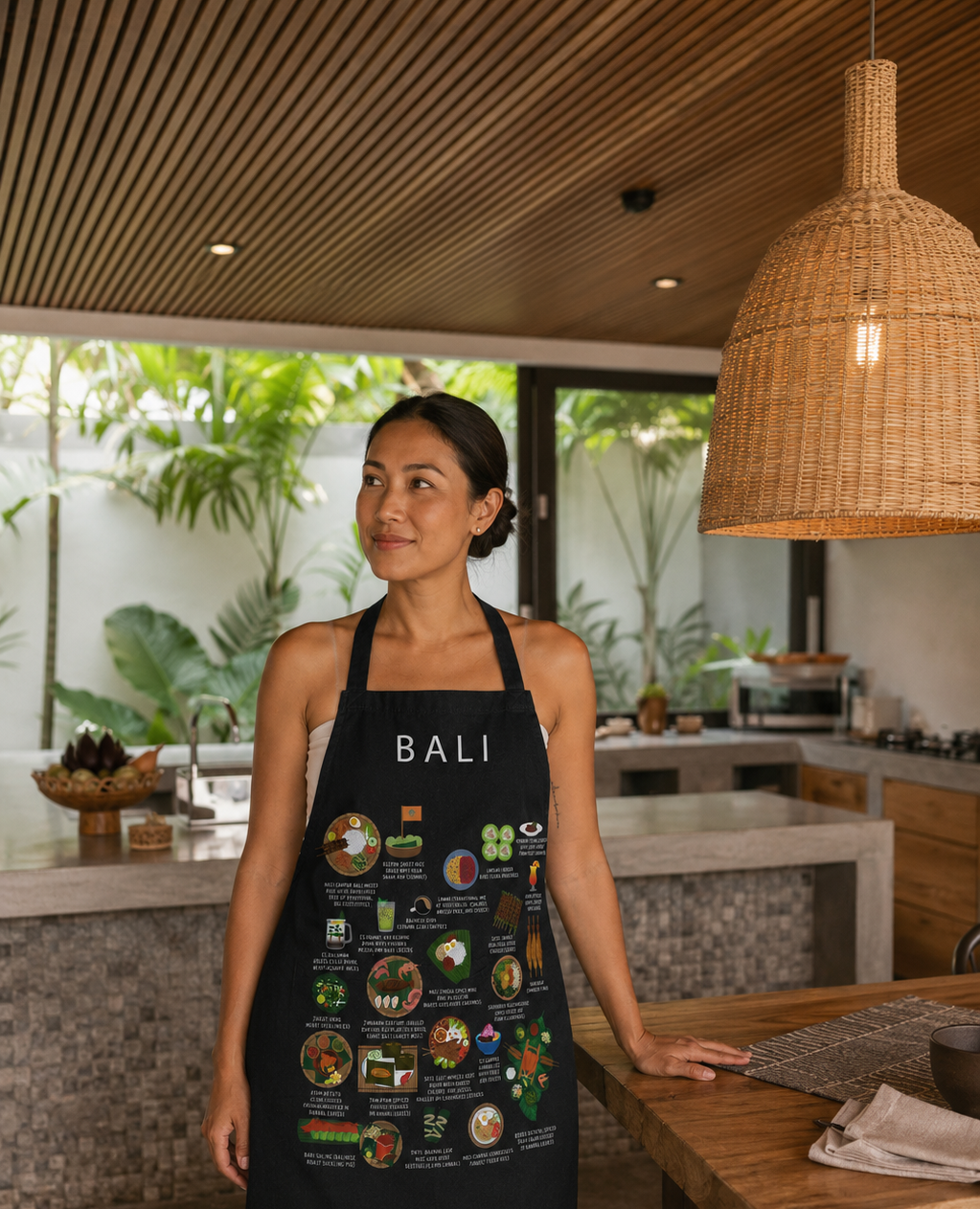 Balinese Food Apron | Bali Cuisine | Babi Guling Lawar Satay Lilit | Indonesia Cooking Gift | Ubud Kitchen Apron