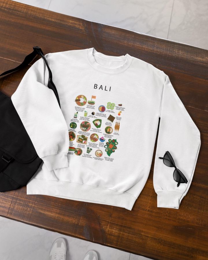 Balinese Food Sweatshirt: Nasi Goreng, Satay & Babi Guling - Bali Gift