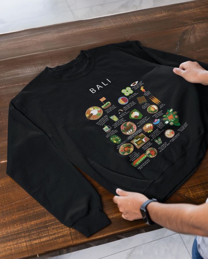 Balinese Food Sweatshirt: Nasi Goreng, Satay & Babi Guling - Bali Gift