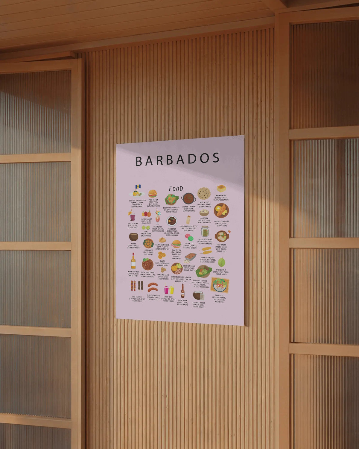 Barbados Food Poster Pink