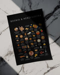 Bosnia & Herzegovina Food Poster Black