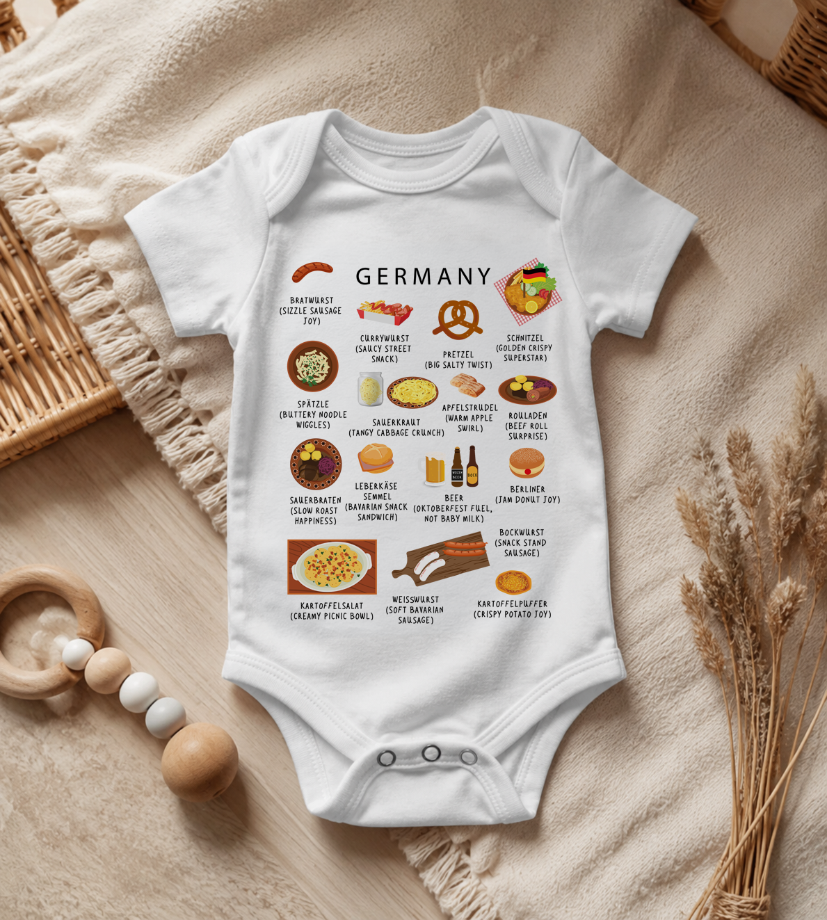 Germany Baby Onesie – Little Bratwurst Boss German Food Infant Bodysuit