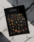 France Food Poster Black