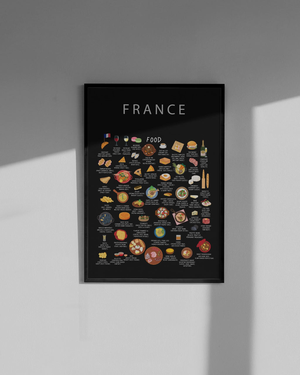 France Food Poster Black