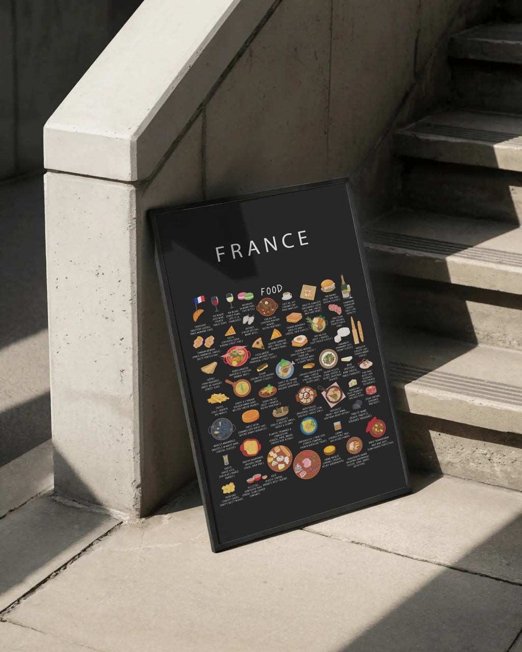 France Food Poster Black