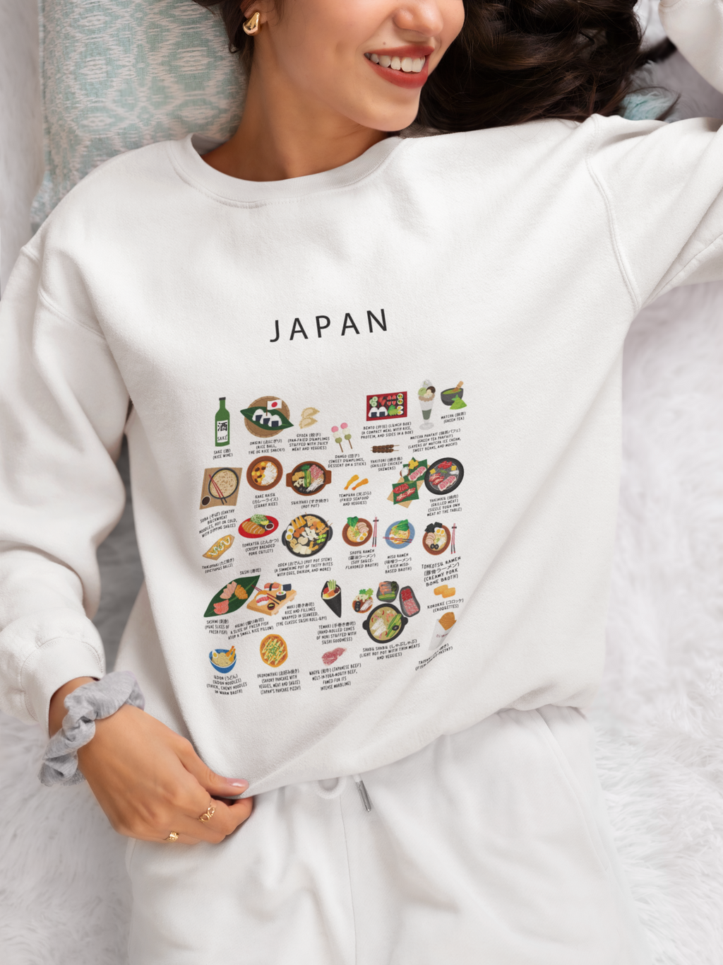Japan Food Sweater – Sushi, Ramen and Matcha, Cozy Japanese Food Sweatshirt