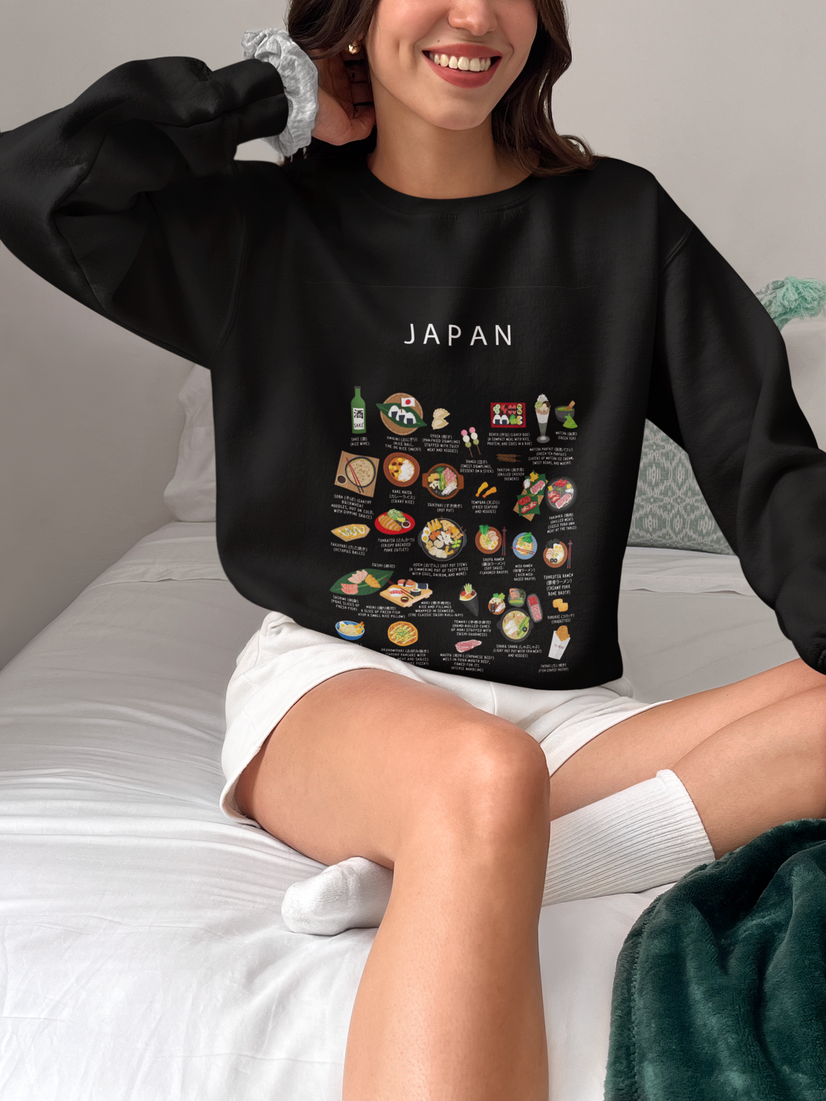 Japan Food Sweater – Sushi, Ramen and Matcha, Cozy Japanese Food Sweatshirt