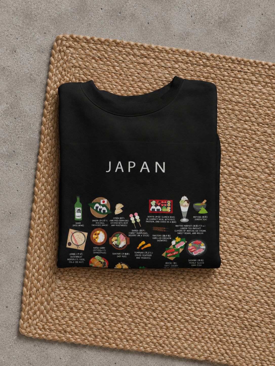 Japan Food Sweater – Sushi, Ramen and Matcha, Cozy Japanese Food Sweatshirt