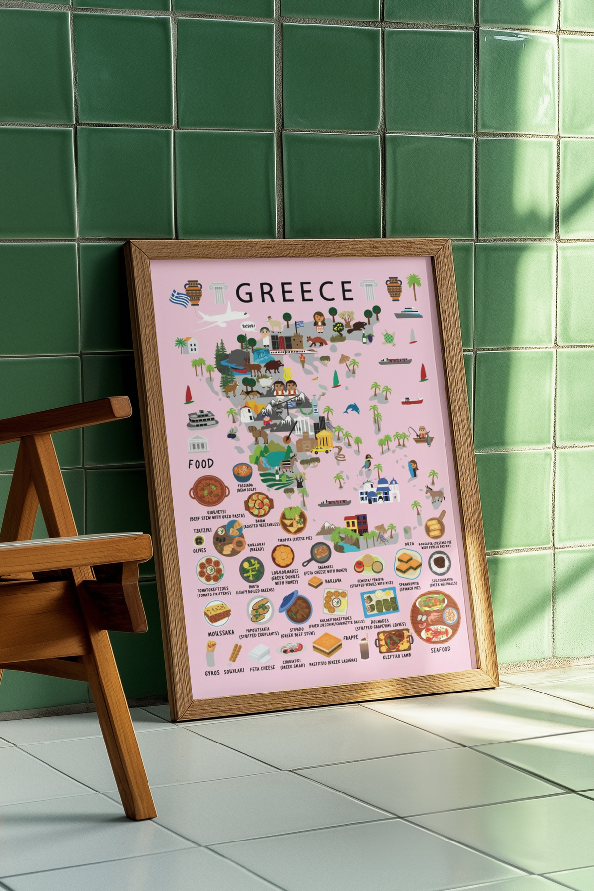 Greece Kids Poster Pink