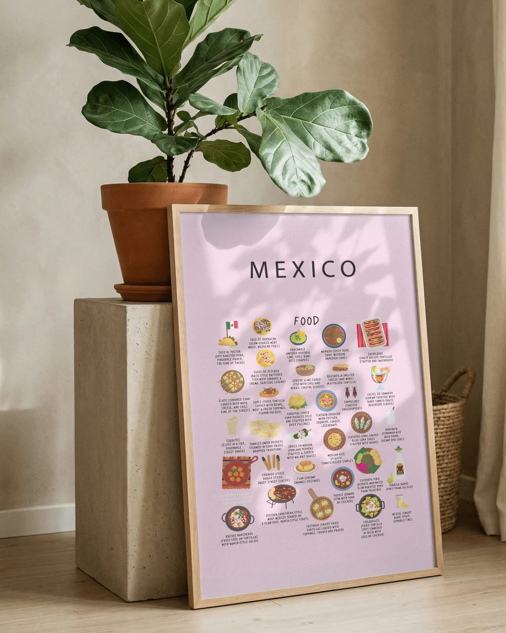 Mexico Food Poster Pink