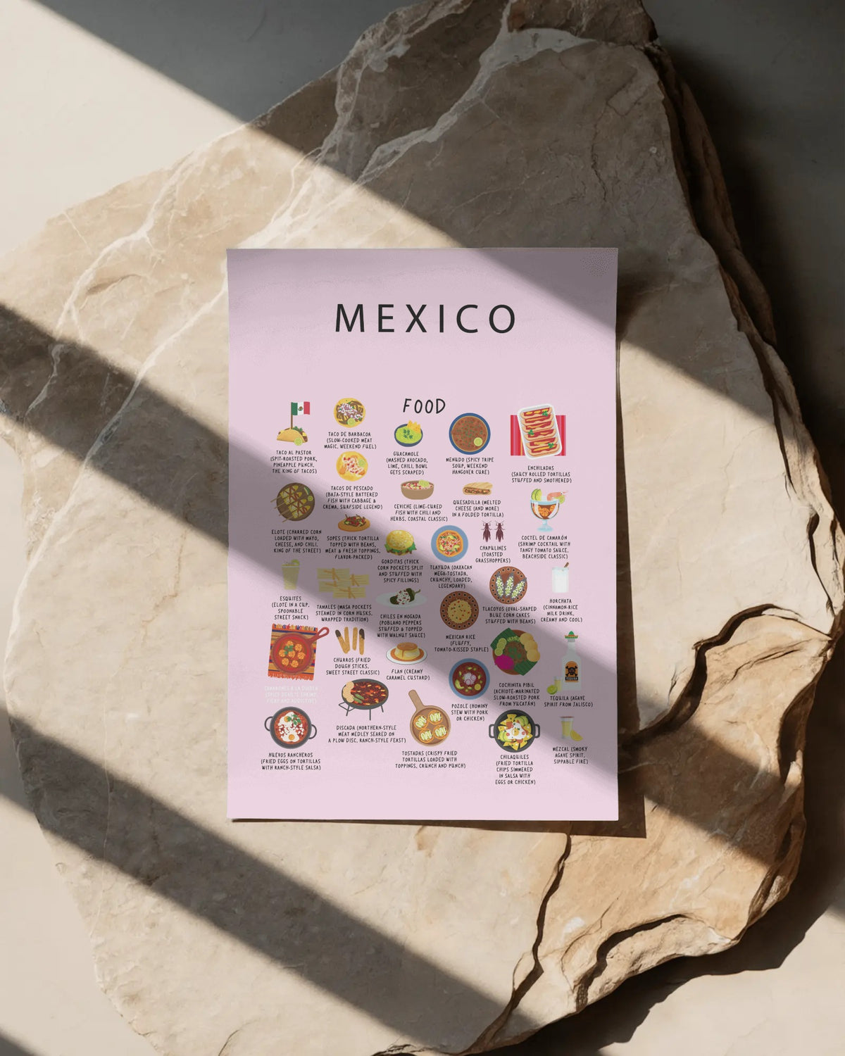 Mexico Food Poster Pink