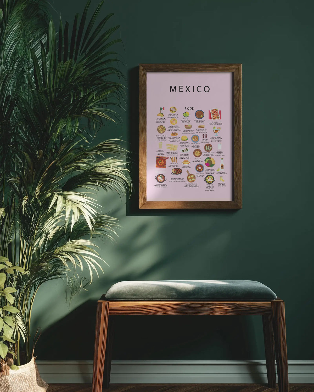Mexico Food Poster Pink