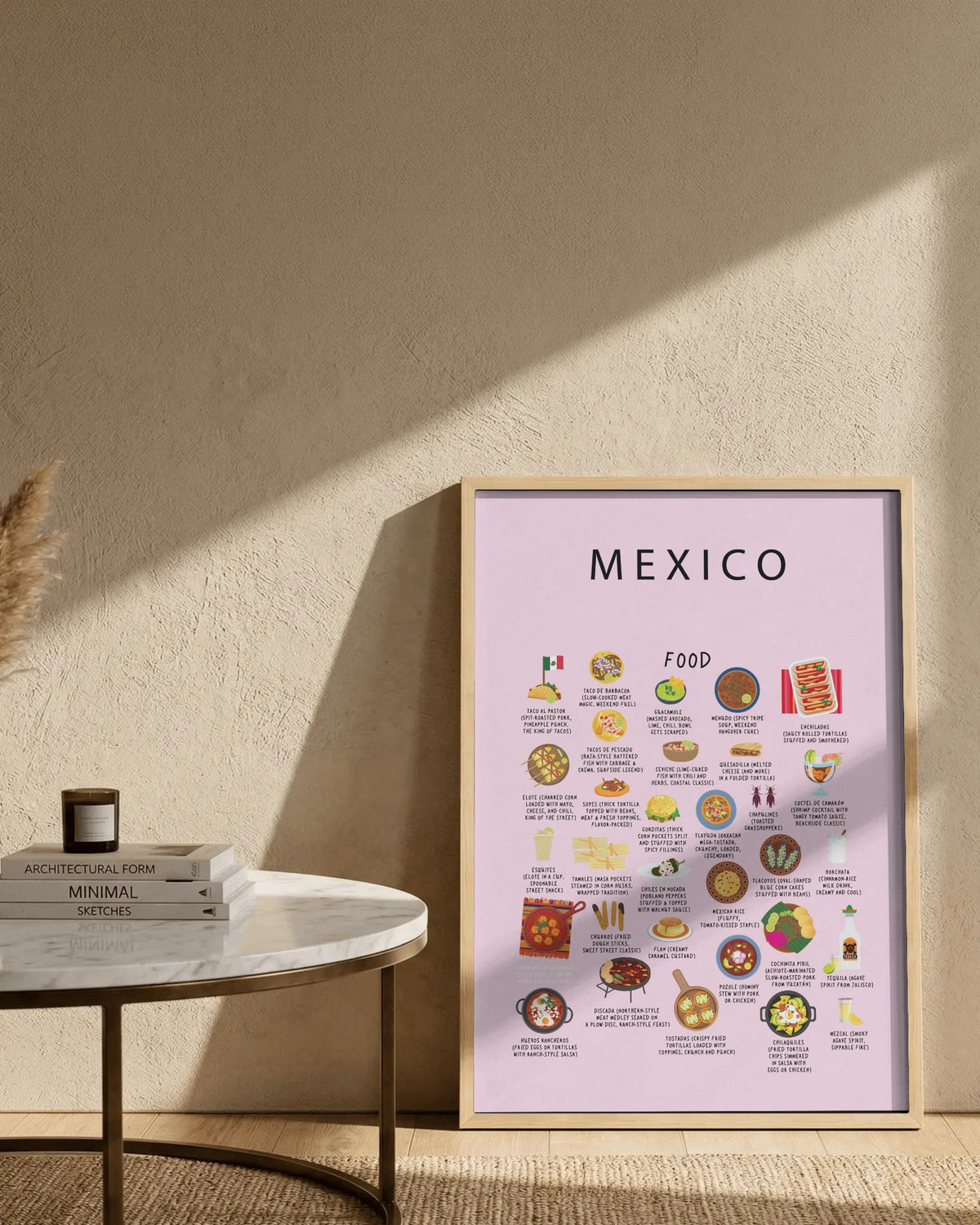 Mexico Food Poster Pink
