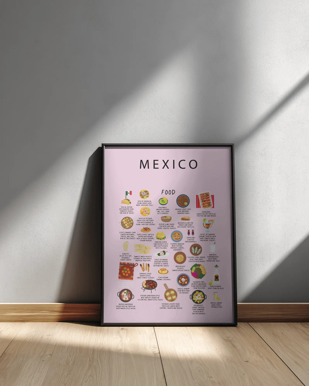 Mexico Food Poster Pink