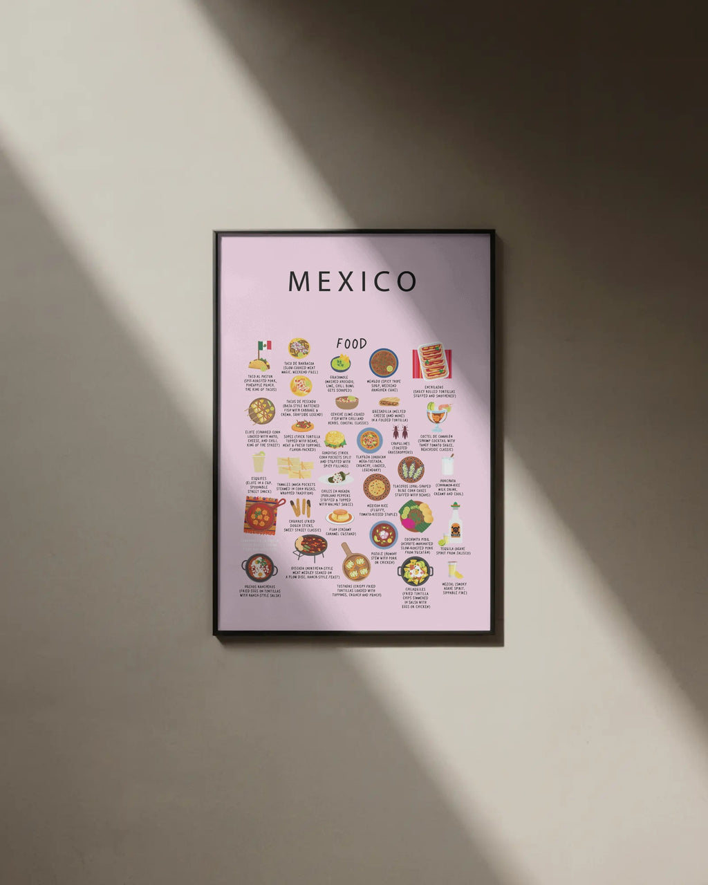 Mexico Food Poster Pink