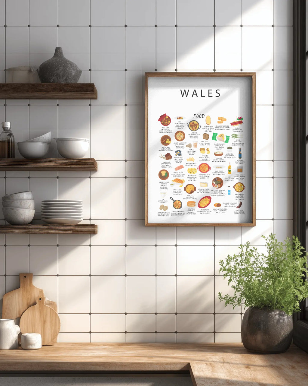 Wales Food Poster White