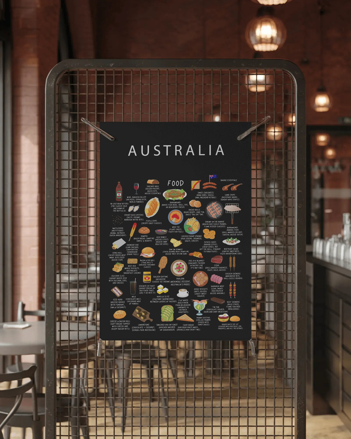 Australia Food Poster Black