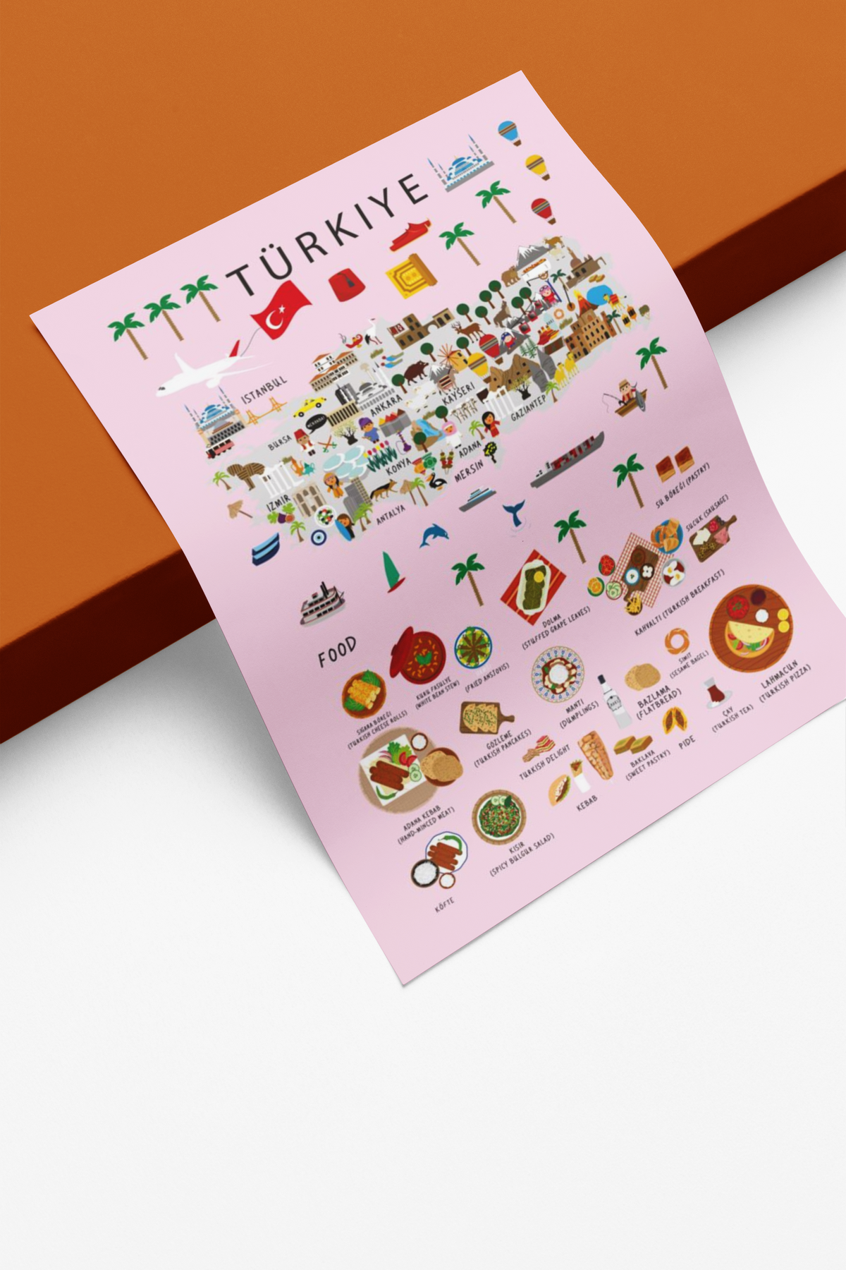 Türkiye Kids Poster Pink