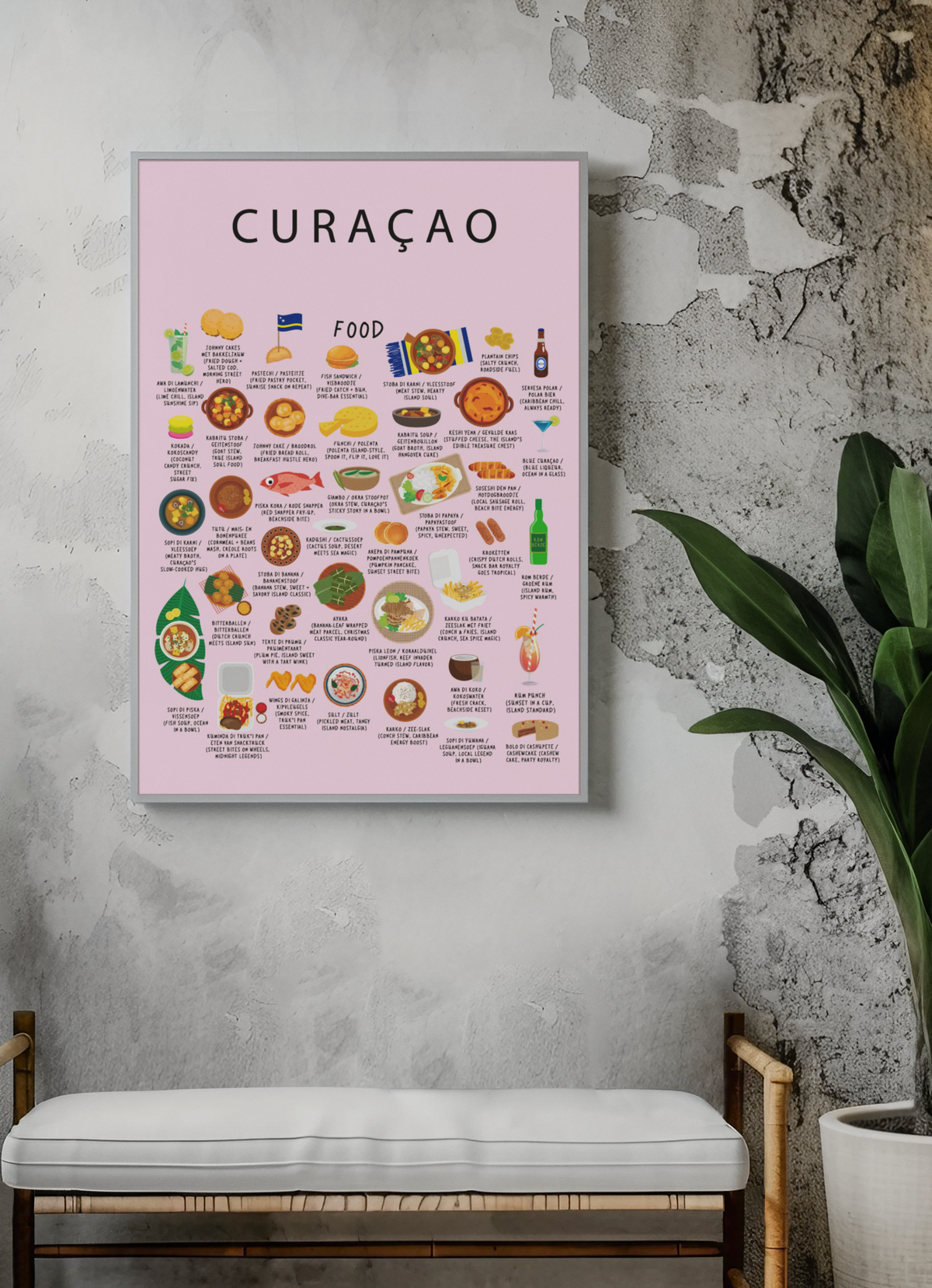Curaçao Food Poster Pink