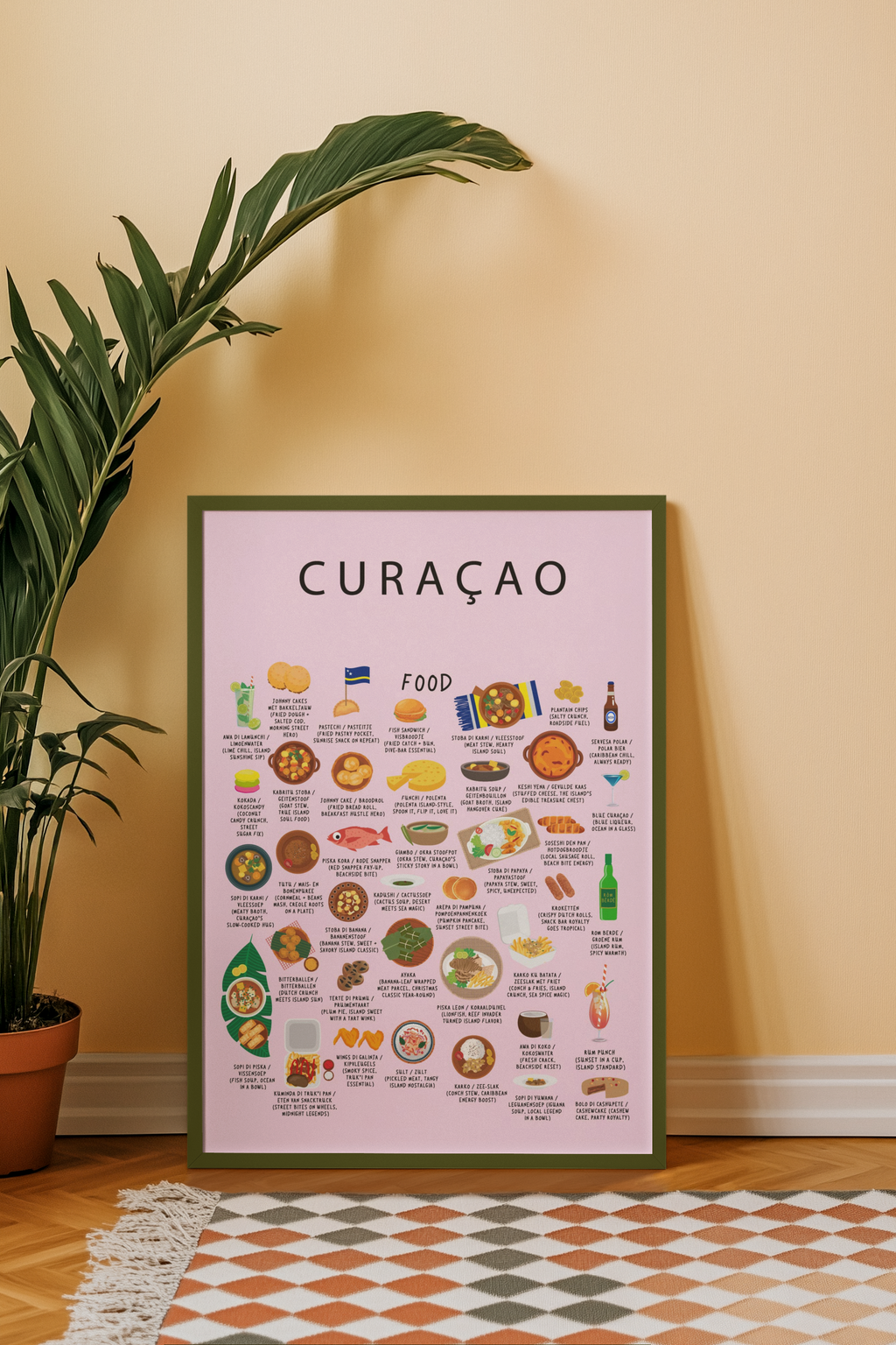 Curaçao Food Poster Pink