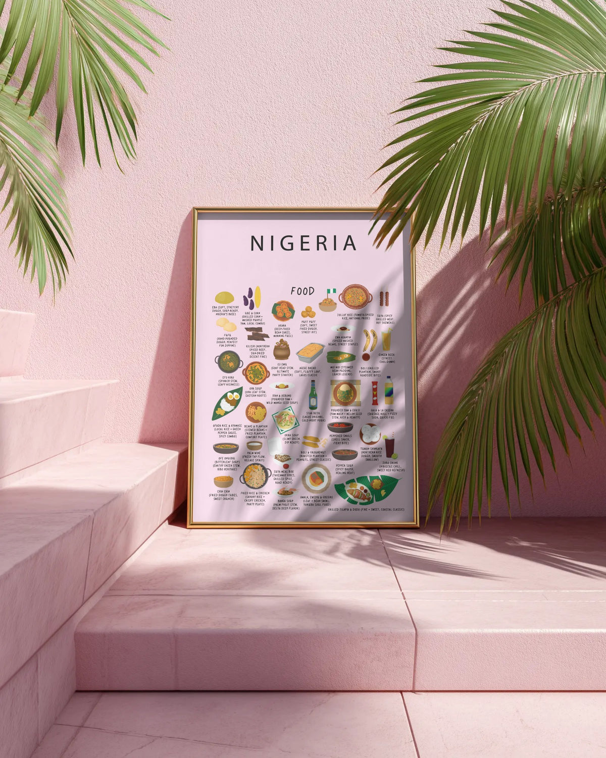 Nigeria Food Poster Pink