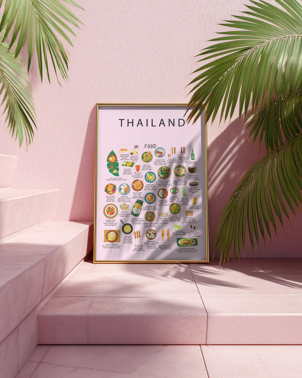 Thailand Food Poster Pink