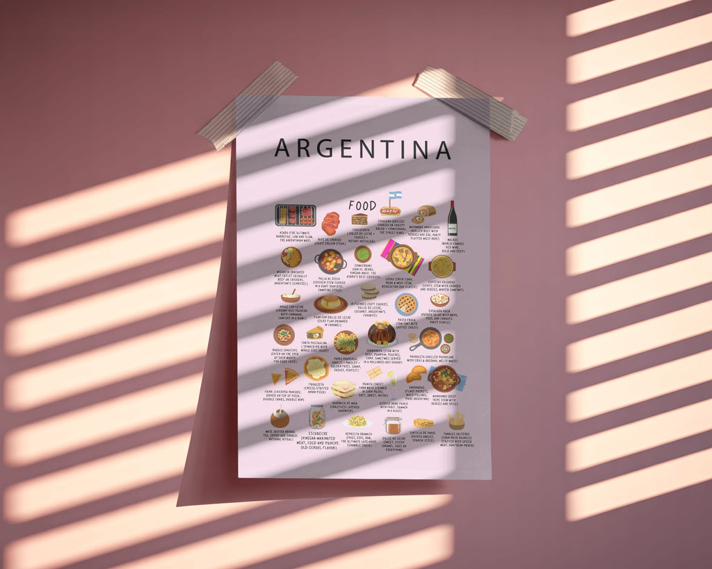 Argentina Food Poster Pink