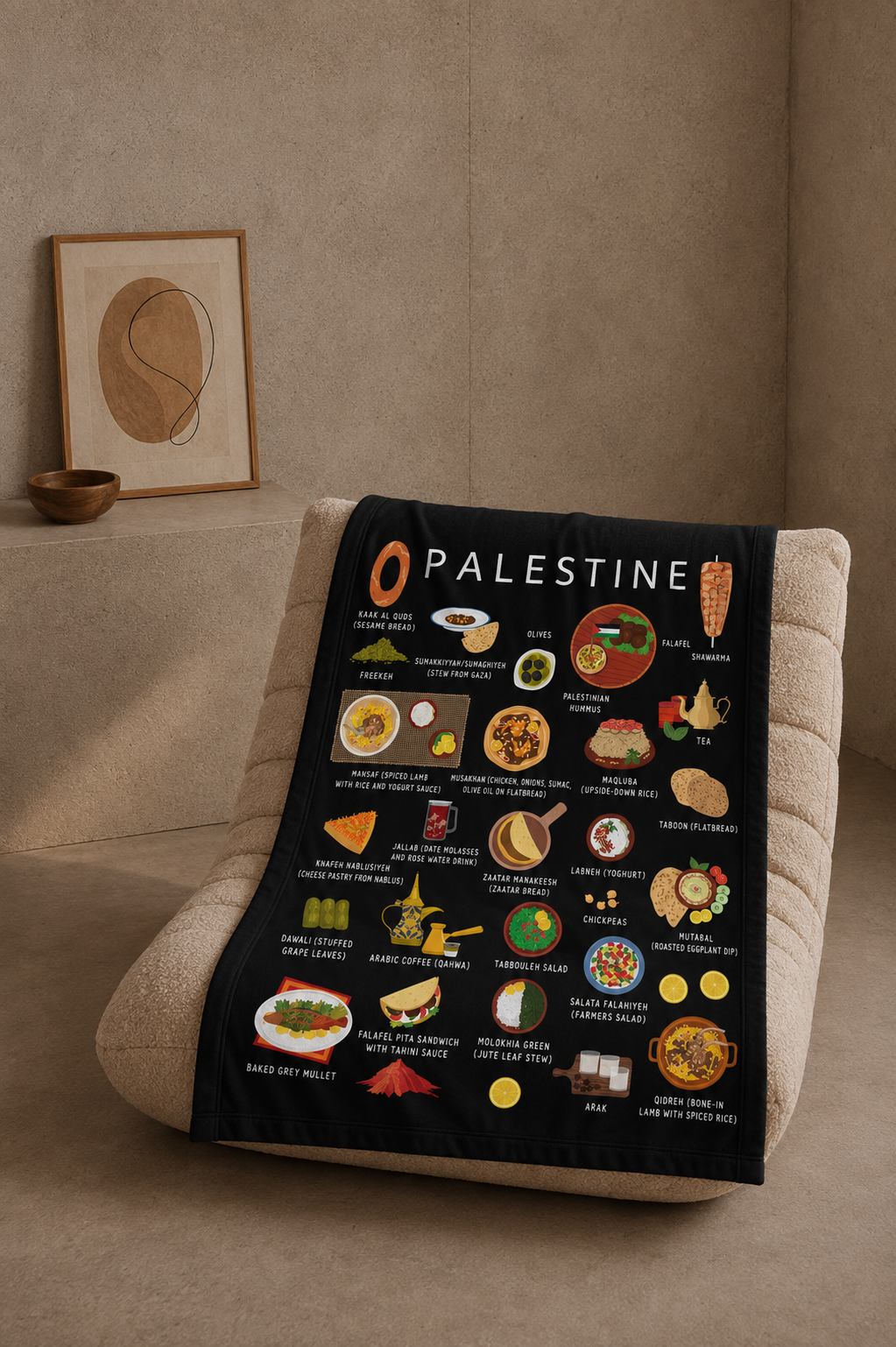Palestine Plush Velveteen Blanket | Palestinian Culture | Soft Cozy Throw with Vibrant Designs | Perfect for Napping Snuggling and Home
