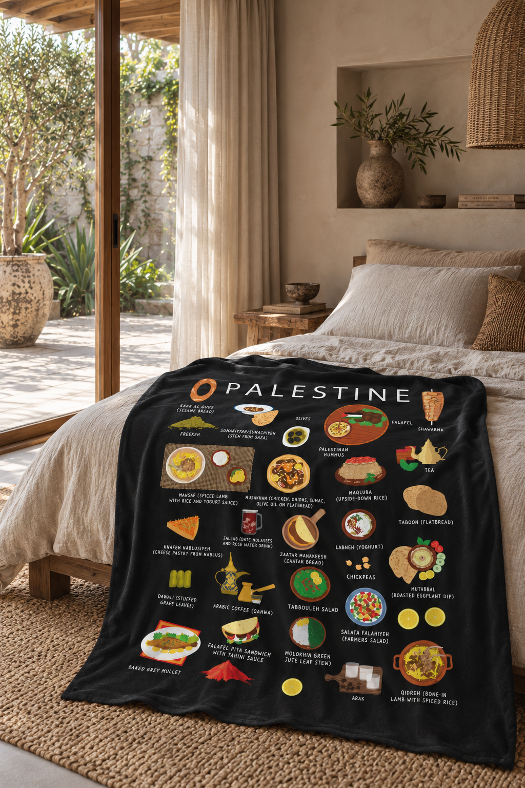 Palestine Plush Velveteen Blanket | Palestinian Culture | Soft Cozy Throw with Vibrant Designs | Perfect for Napping Snuggling and Home