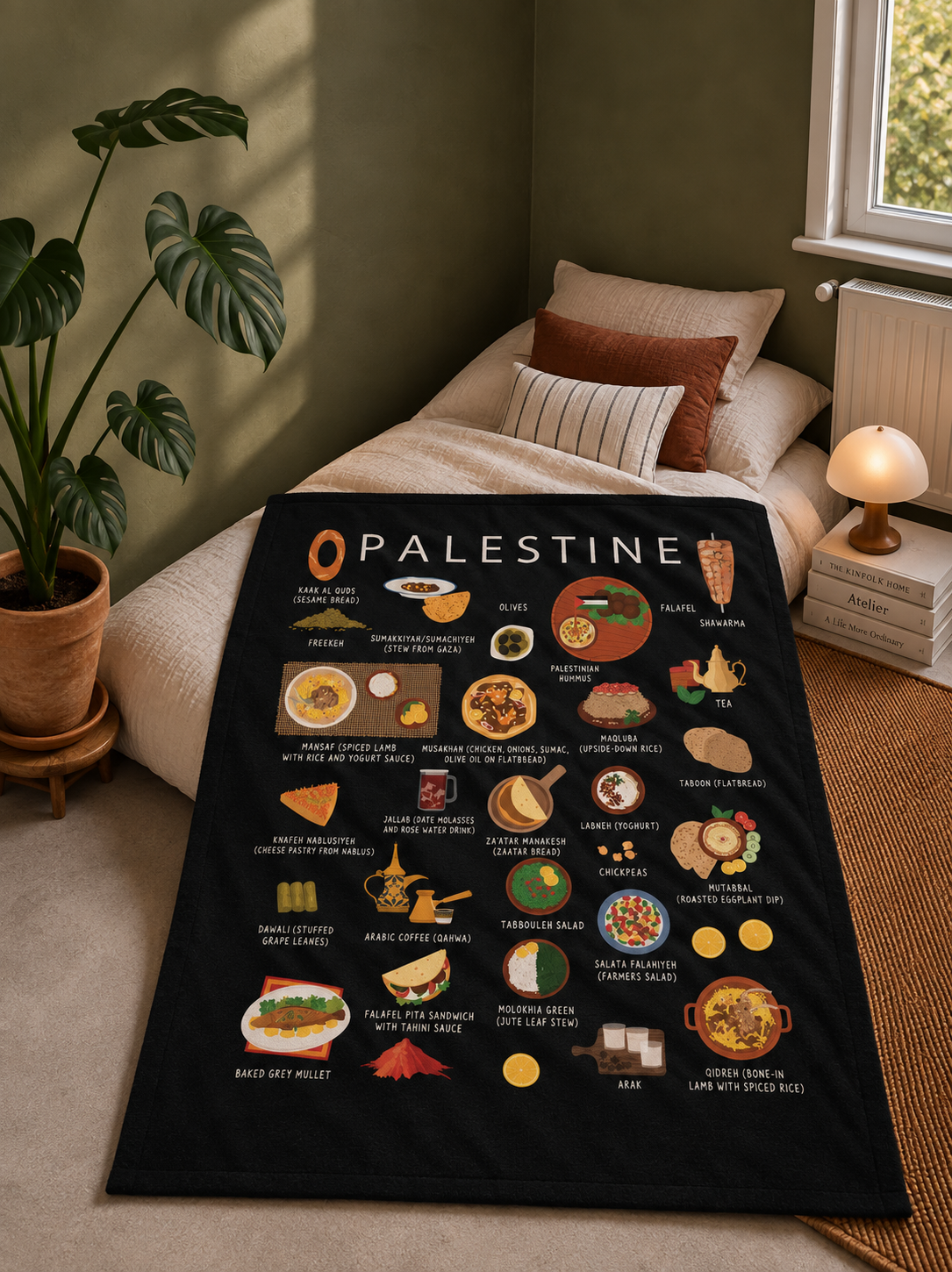 Palestine Plush Velveteen Blanket | Palestinian Culture | Soft Cozy Throw with Vibrant Designs | Perfect for Napping Snuggling and Home