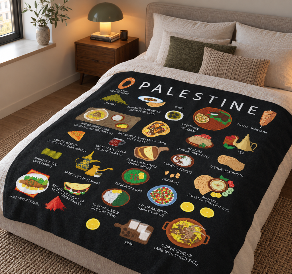 Palestine Plush Velveteen Blanket | Palestinian Culture | Soft Cozy Throw with Vibrant Designs | Perfect for Napping Snuggling and Home