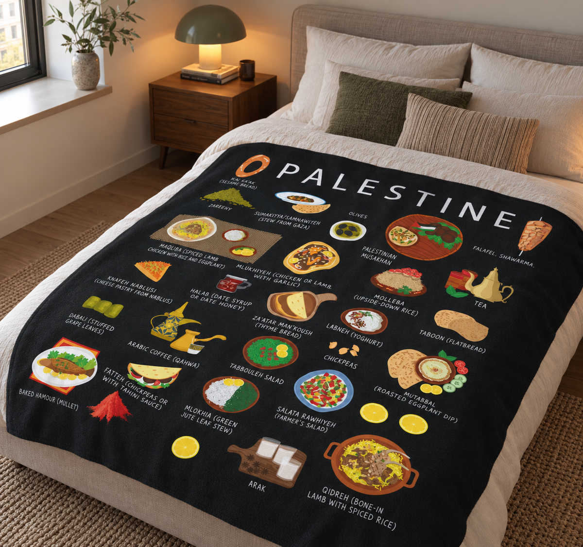 Palestine Plush Velveteen Blanket | Palestinian Culture | Soft Cozy Throw with Vibrant Designs | Perfect for Napping Snuggling and Home