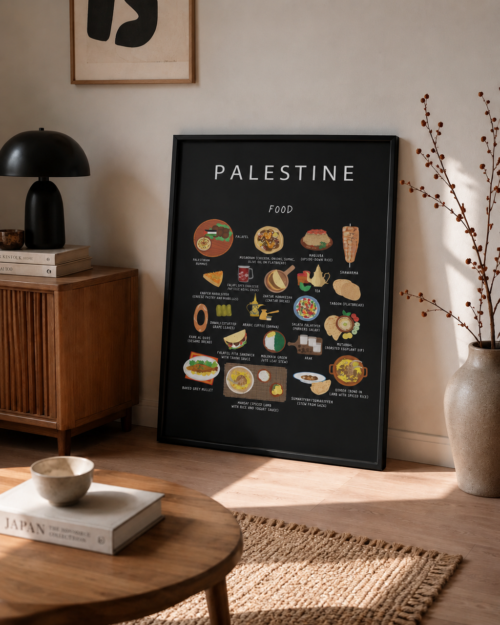 Palestine Food Poster Black