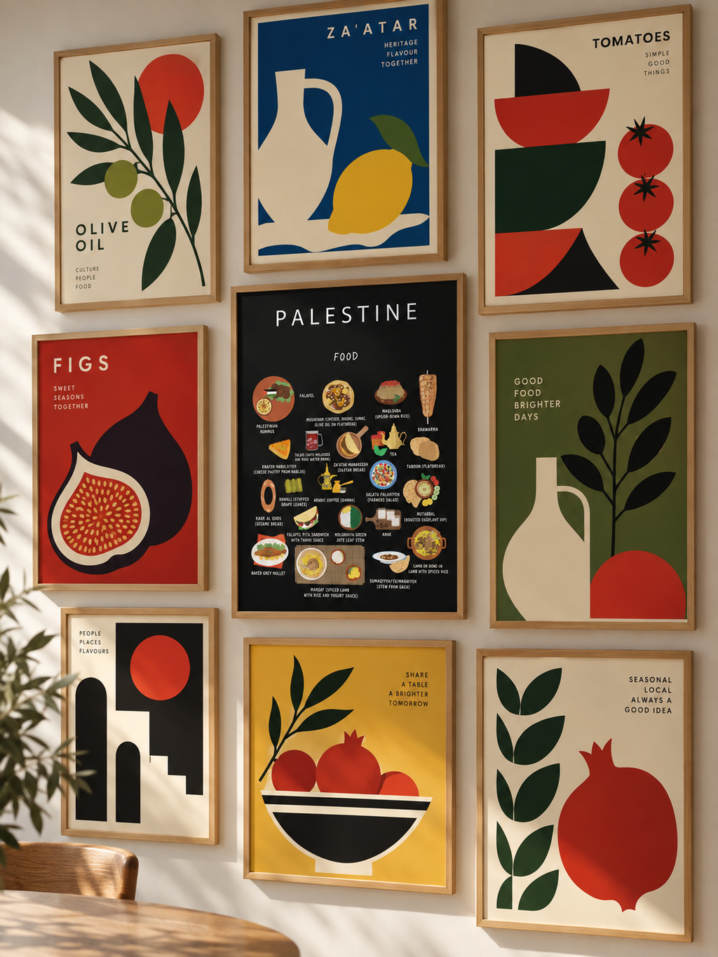 Palestine Food Poster Black