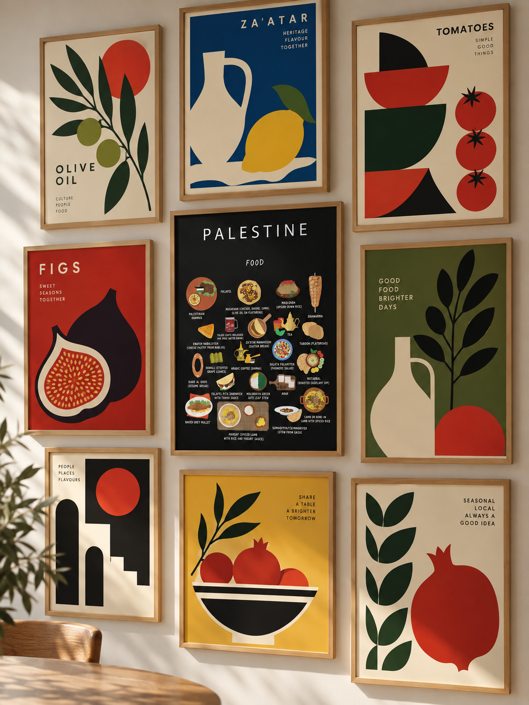 Palestine Food Poster Black