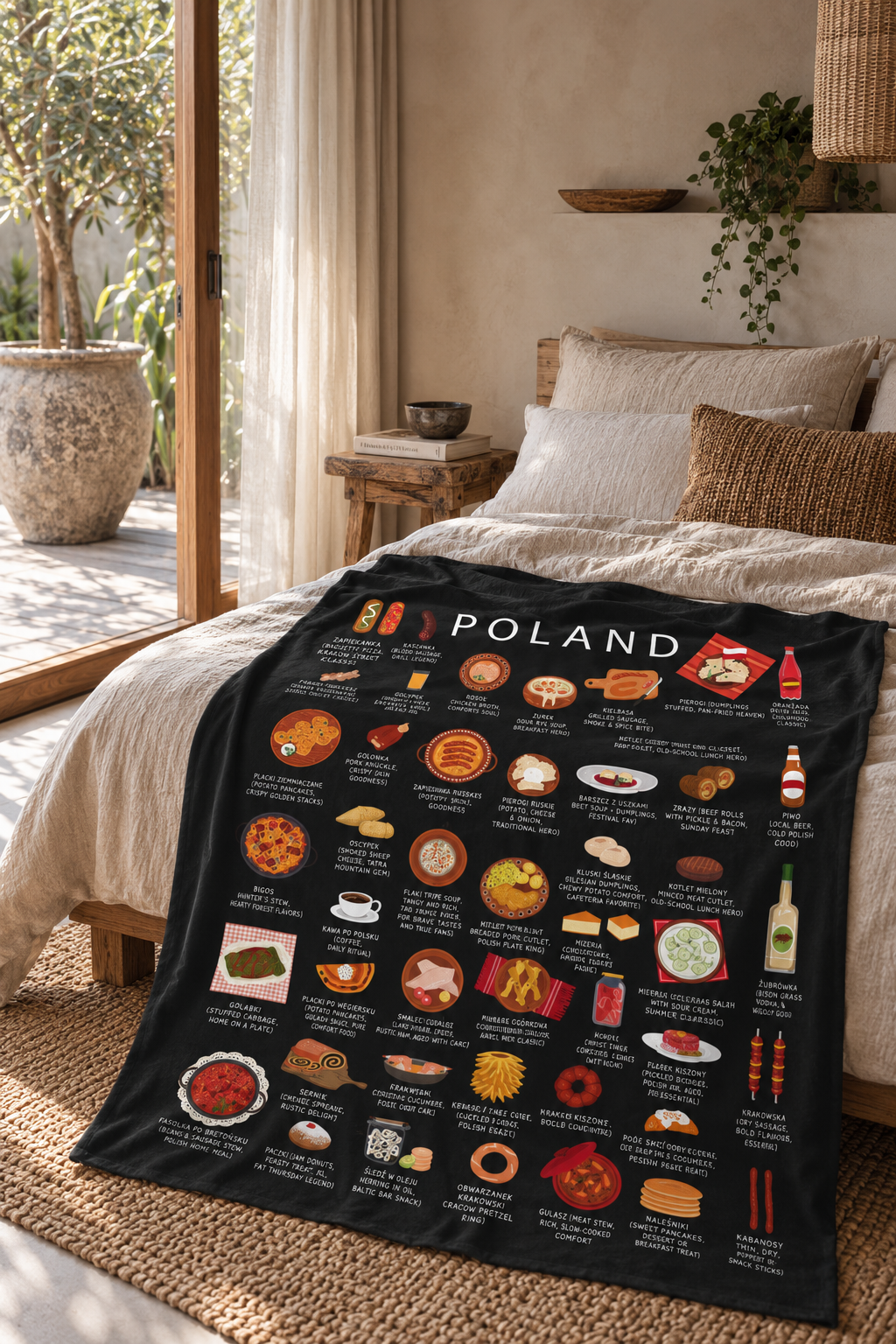 Poland Cuisine Velveteen Plush Blanket - Festive Cultural Decor, Cozy Home Gift, Vibrant Foodie Throw, Colorful Couch Blanket