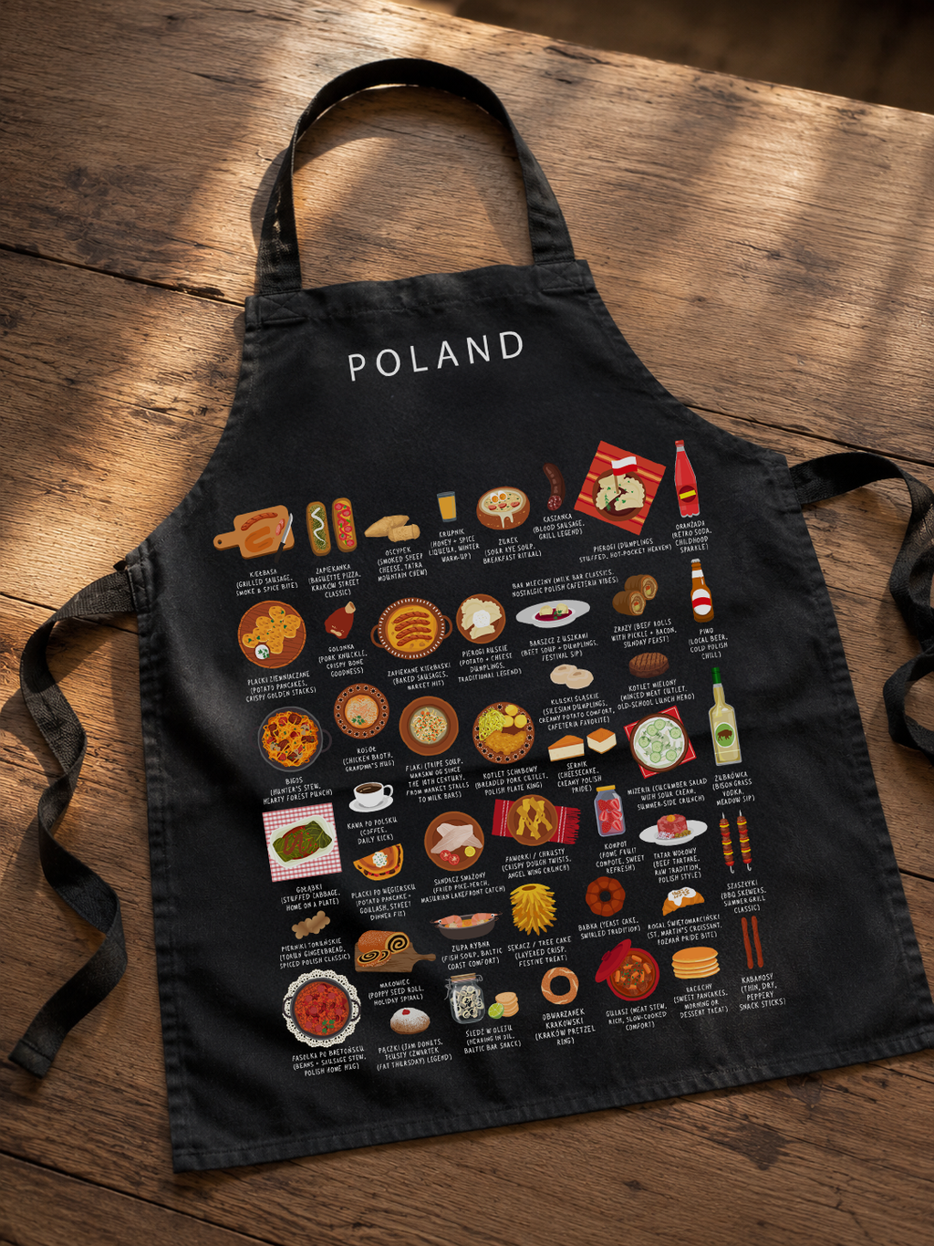 Poland Food Apron | Pierogi, Bigos | Polish Kitchen Gift