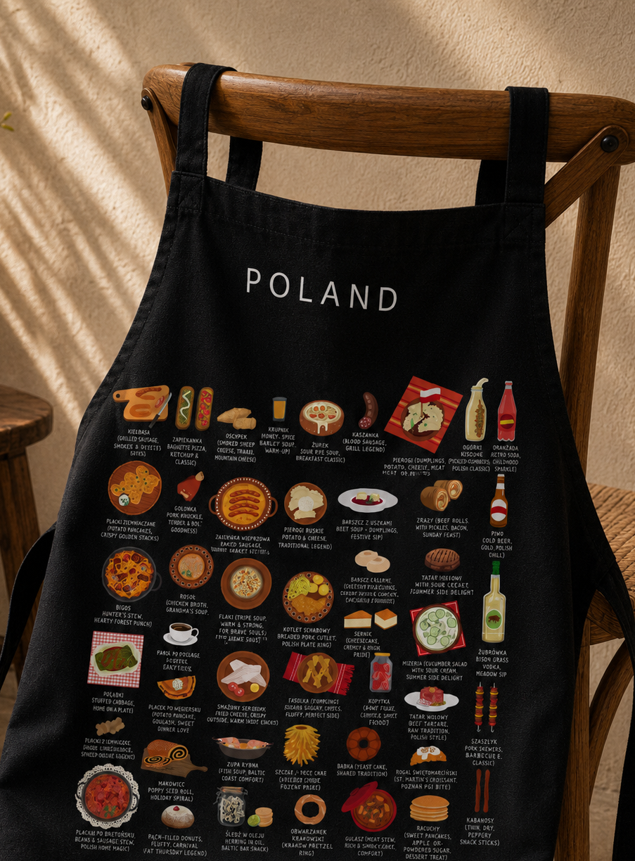 Poland Food Apron | Pierogi, Bigos | Polish Kitchen Gift