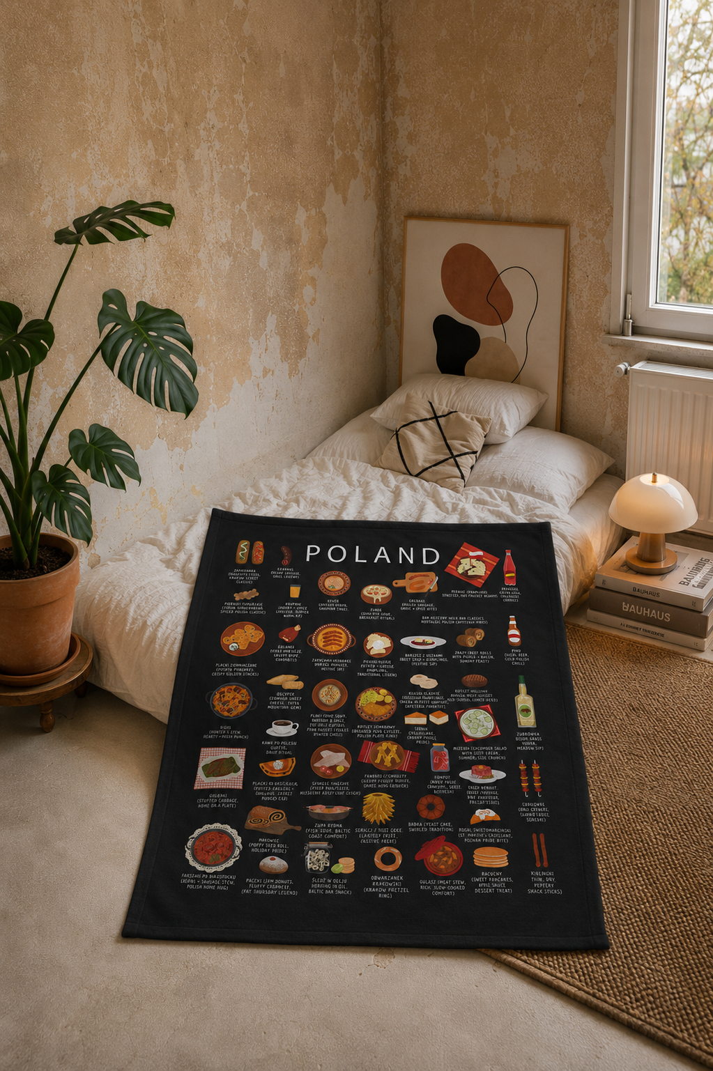 Poland Cuisine Velveteen Plush Blanket - Festive Cultural Decor, Cozy Home Gift, Vibrant Foodie Throw, Colorful Couch Blanket