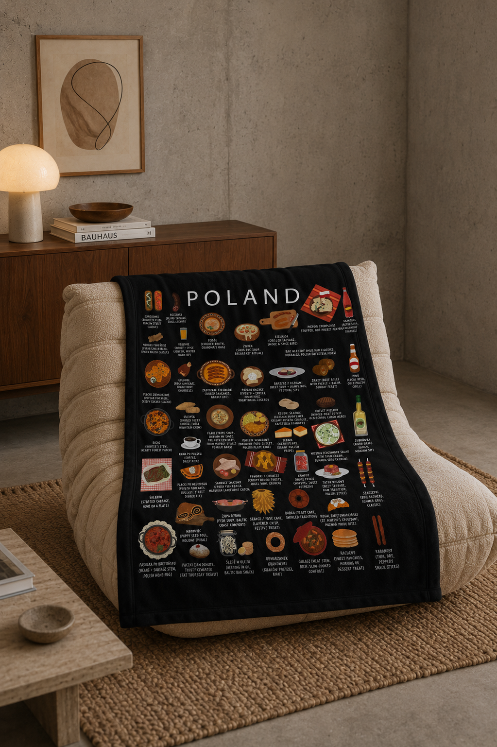 Poland Cuisine Velveteen Plush Blanket - Festive Cultural Decor, Cozy Home Gift, Vibrant Foodie Throw, Colorful Couch Blanket