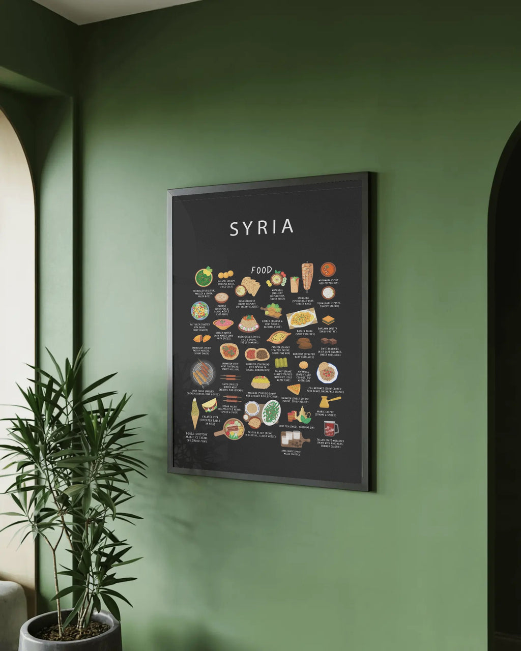 Syria Food Poster Black