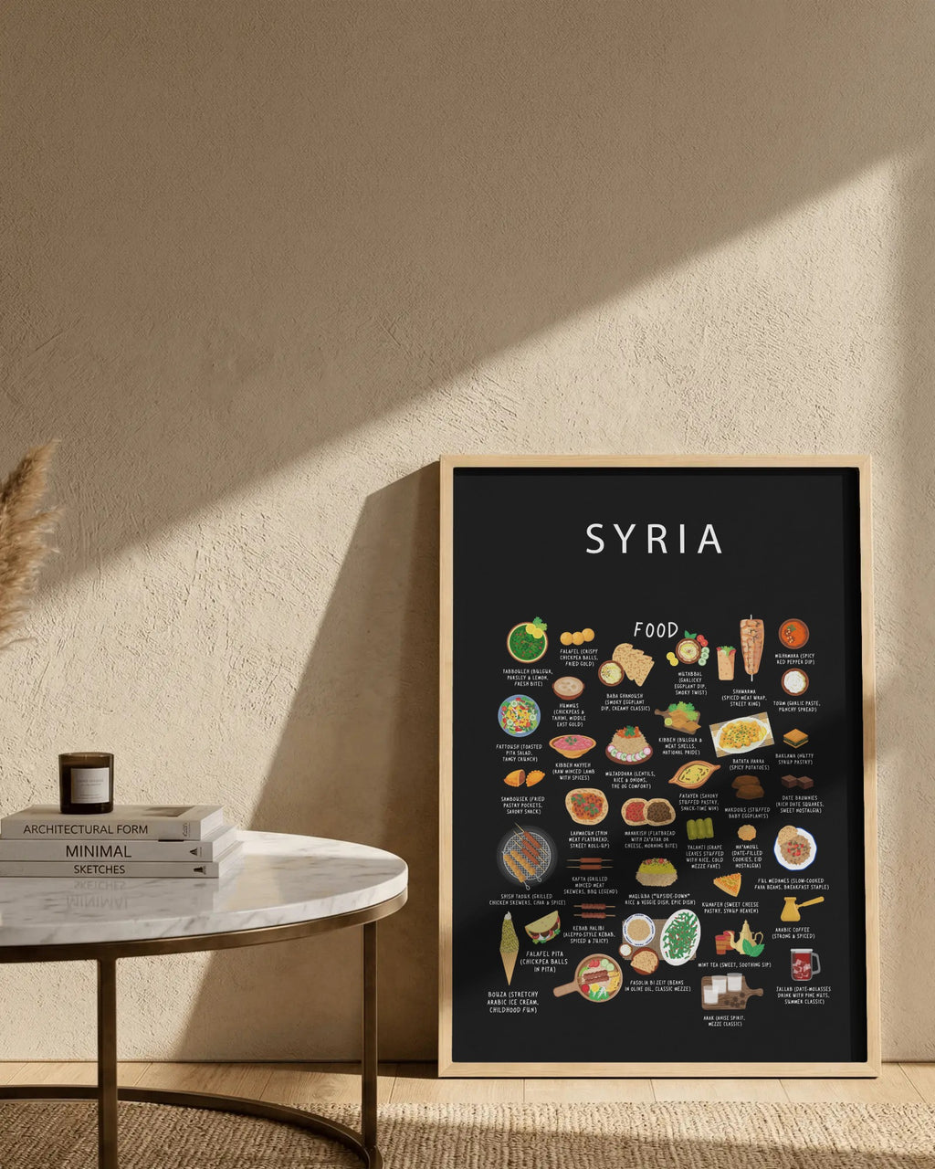 Syria Food Poster Black