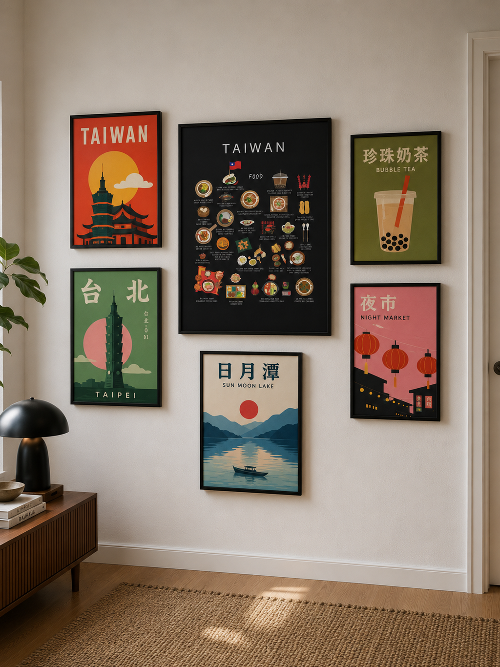 Taiwan Food Poster Black
