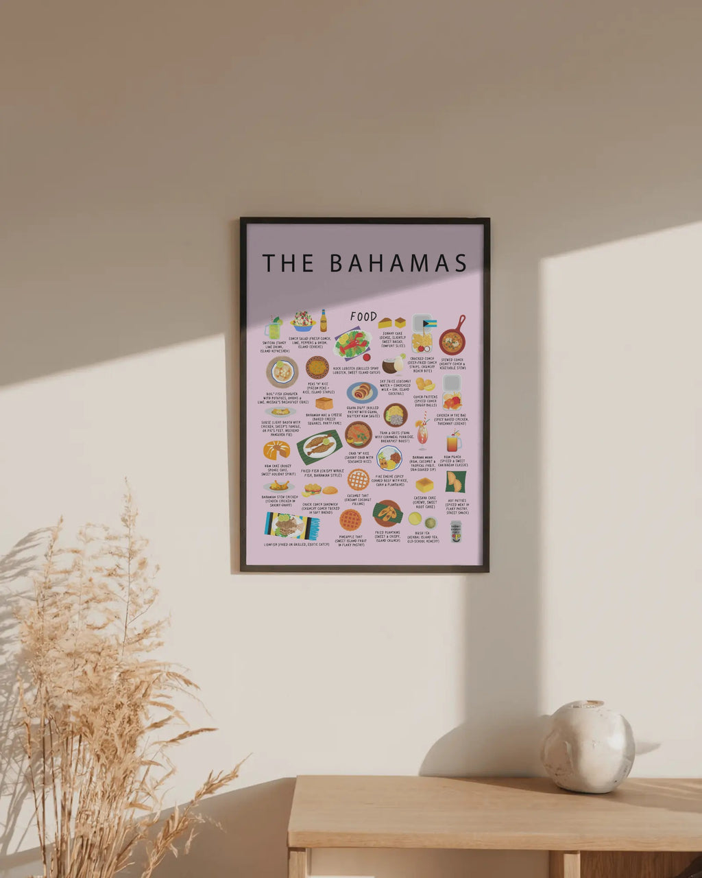 Bahamas Food Poster Pink